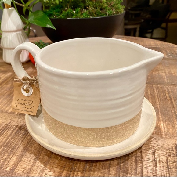 NWT Mud Pie Stoneware Saucer Boat - Picture 4 of 7